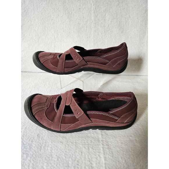Clarks Bendables Women’s Burgundy Leather Mary Jane Comfort Flats Size 9.5M - Picture 1 of 7